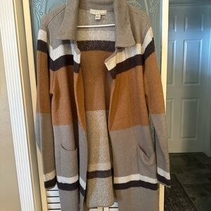 Women's Striped Open Front Cardigan